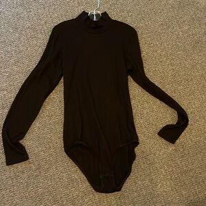 Ribbed mock neck cutout black long sleeve princess tam tam